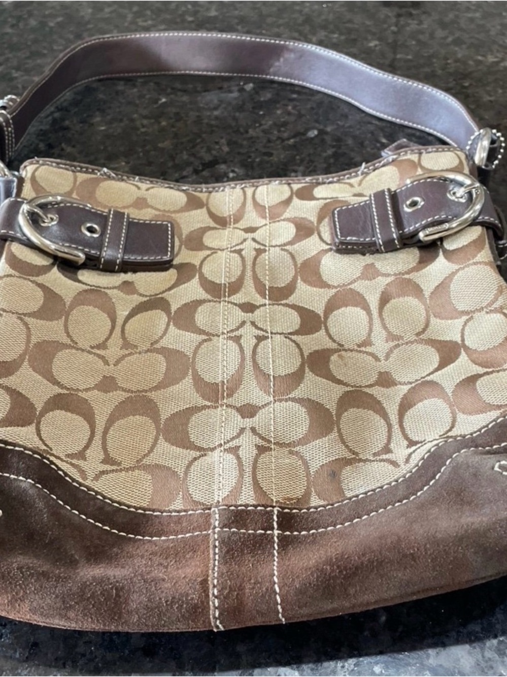 Coach Signature Canvas and Leather Shoulder Bag